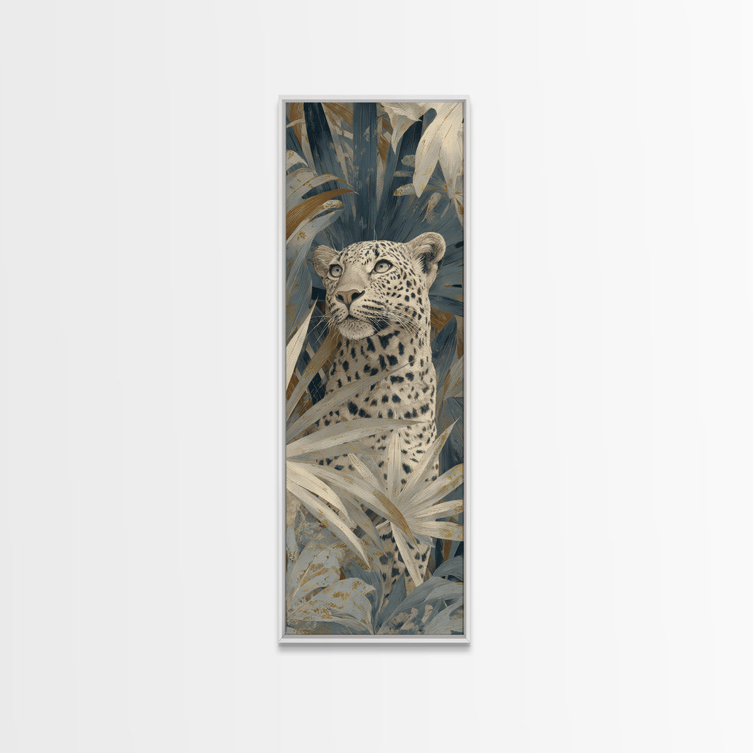 Leopard Hidden Among Palm Leaves Canvas Print, Tropical Art, Whimsical Art, Living Room Decor, Fine Art, Tropic, TRO-1x3-2