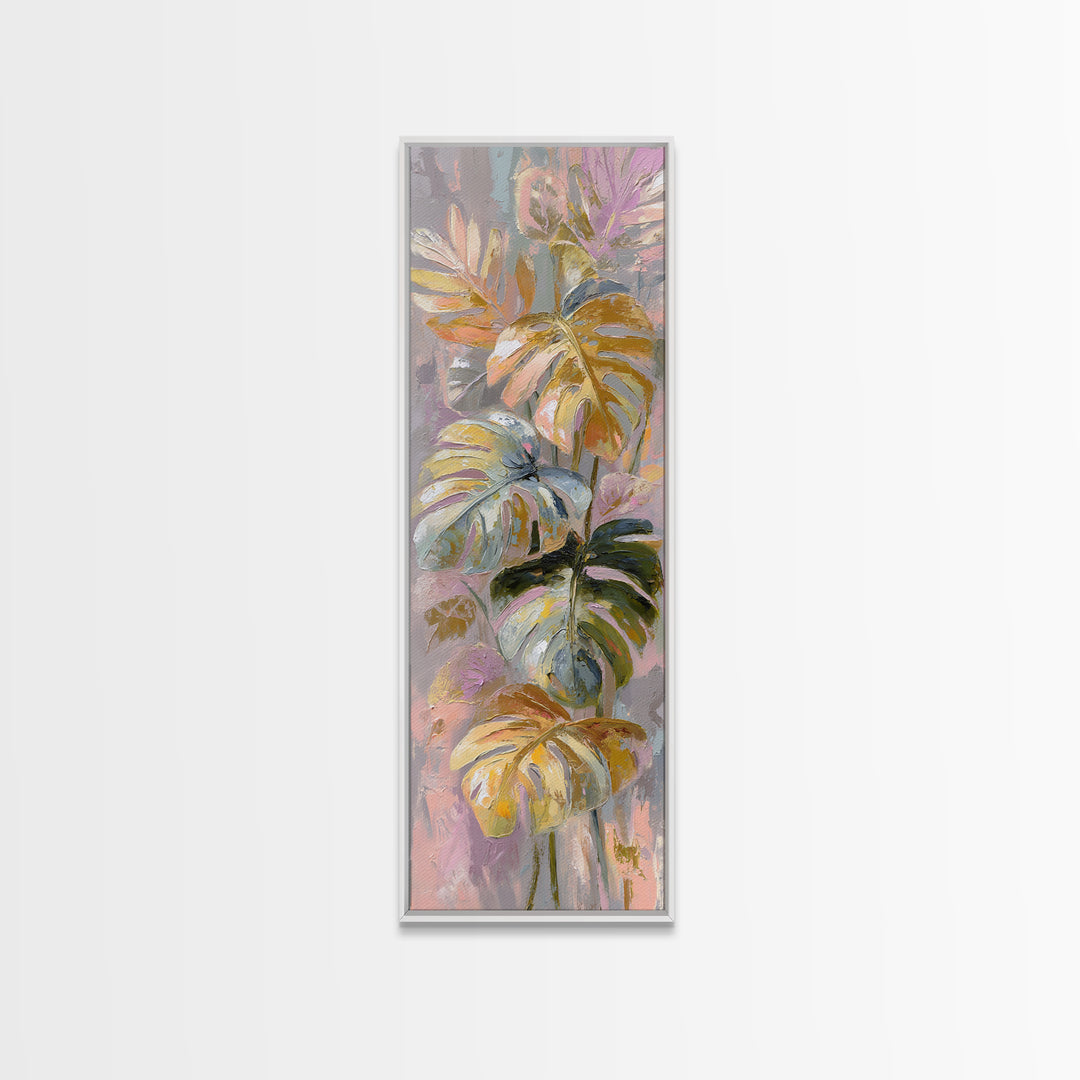 Lush Monstera Leaves Canvas Print, Tropical Art, Minimalist Decor, Living Room Decor, Fine Art, Tropic, Digital Print, TRO-1x3-37