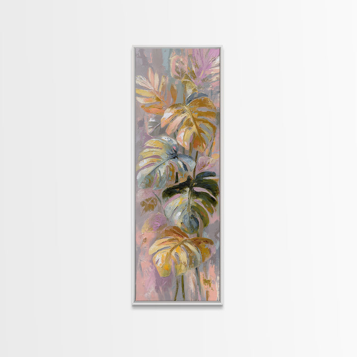 Lush Monstera Leaves Canvas Print, Tropical Art, Minimalist Decor, Living Room Decor, Fine Art, Tropic, Digital Print, TRO-1x3-37