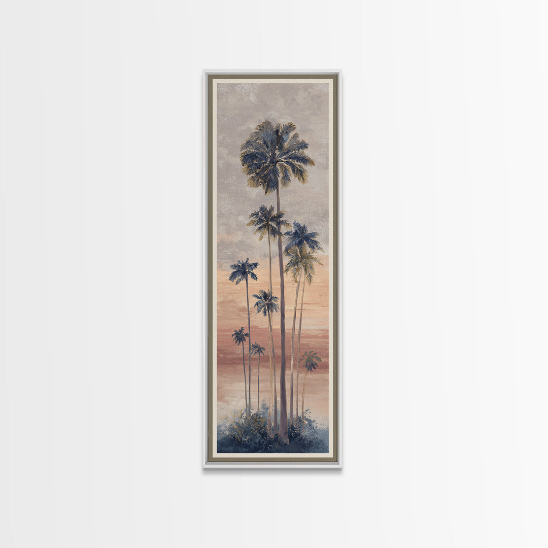 Palm Tree Silhouettes Canvas Print, Tropical Art, Pink Wall Art, Living Room Decor, Fine Art, Tropic, Coastal Art, Beach Print, TRO-1x3-40