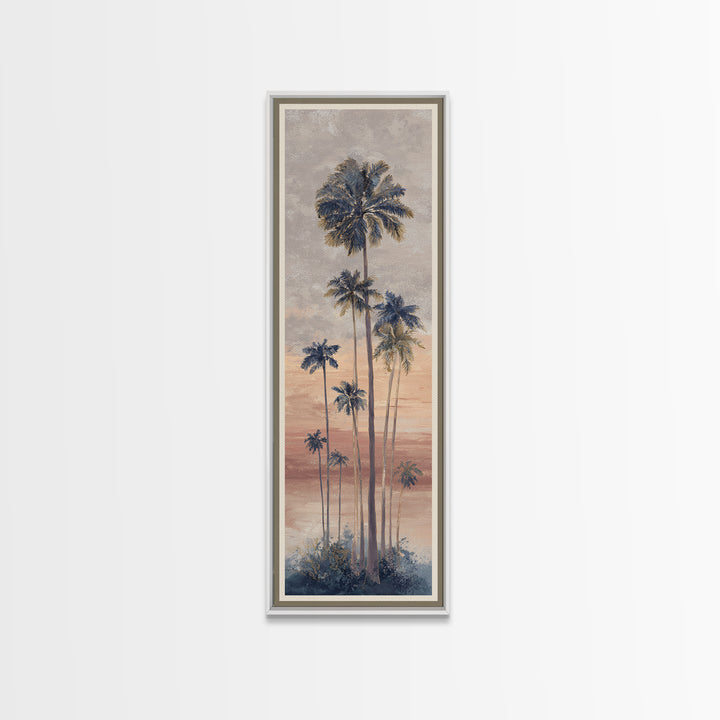 Palm Tree Silhouettes Canvas Print, Tropical Art, Pink Wall Art, Living Room Decor, Fine Art, Tropic, Coastal Art, Beach Print, TRO-1x3-40