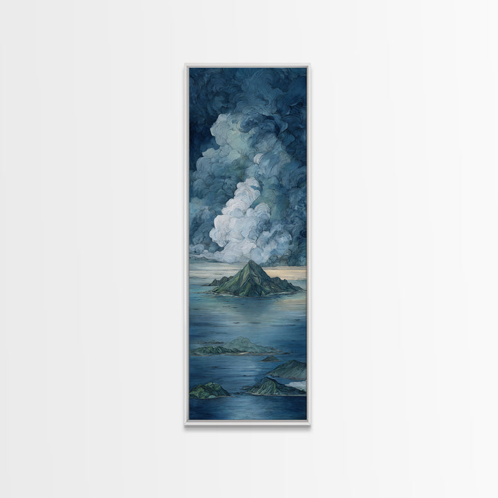 Island Volcano with Lush Foreground Canvas Print, Tropical Art, Fine Art Print, Living Room Decor, Tropic, Digital Prints, TRO-1x3-5