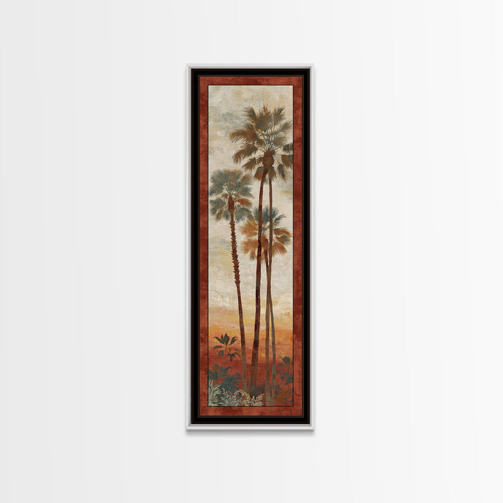 Palm Tree Silhouettes Framed Canvas Print, Tropical Art, Abstract Painting, Living Room Decor, Fine Art, Tropic, Gallery Decor, TRO-1x3-64
