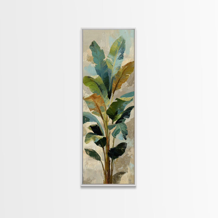 Banana Leaves Layered Framed Canvas Print, Tropical Art, Wall Art, Living Room Decor, Oil Painting, Tropic, Pink Wall Art, TRO-1x3-69