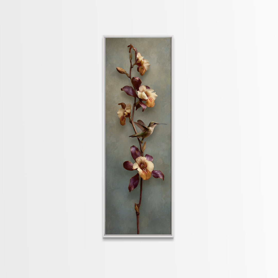 Orchid and Hummingbird Composition Canvas Print, Tropical Art, Room Decor, Living Room Decor, Fine Art, Tropic, Printable, TRO-1x3-94