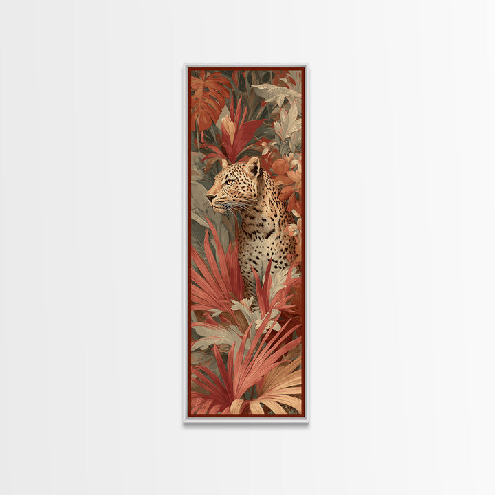 Leopard Hidden Among Palm Leaves Canvas Print, Tropical Art, Textured Painting, Living Room Decor, Fine Art, Tropic, TRO-1x3-98