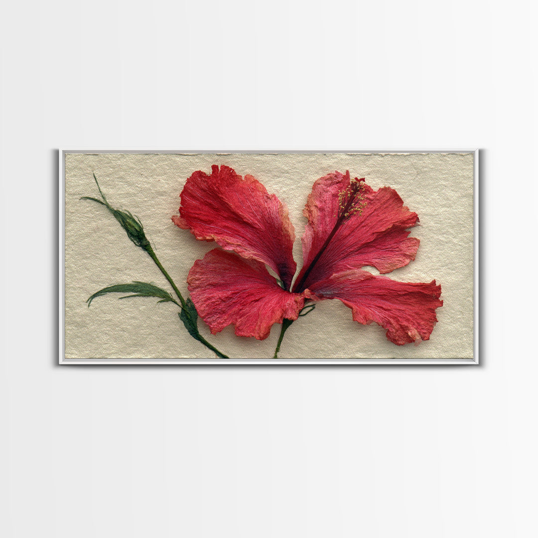 Hibiscus Flower Closeup Framed Canvas Print, Tropical Art, Printable, Living Room Decor, Oil Painting, Tropic, Coastal Decor, TRO-2x1-25