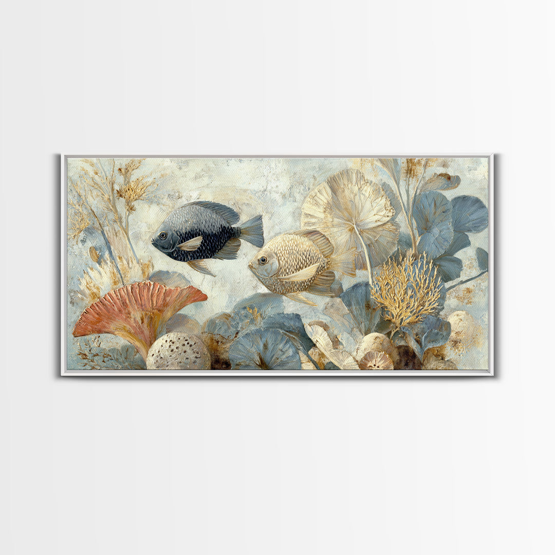 Tropical Fish over Coral Reef Canvas Print, Tropical Art, Digital Print, Living Room Decor, Tropic, Downloadable Prints, TRO-2x1-31