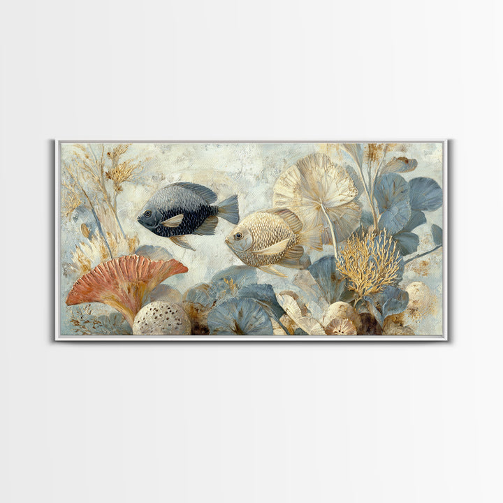 Tropical Fish over Coral Reef Canvas Print, Tropical Art, Digital Print, Living Room Decor, Tropic, Downloadable Prints, TRO-2x1-31