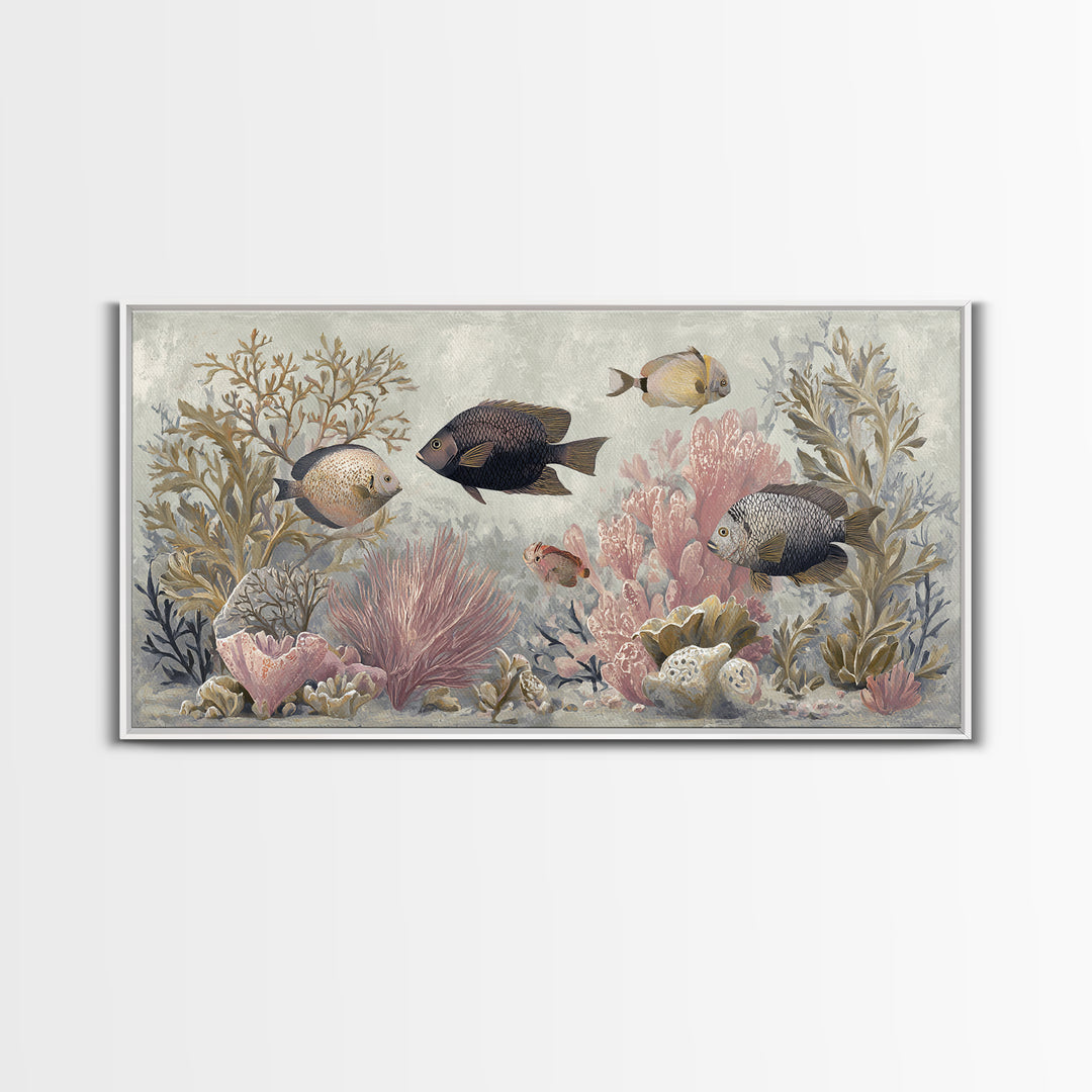 Leopard Hidden Among Palm Leaves Framed Canvas Print, Tropical Art, Contemporary Art, Living Room Decor, Fine Art, Tropic, TRO-2x1-34