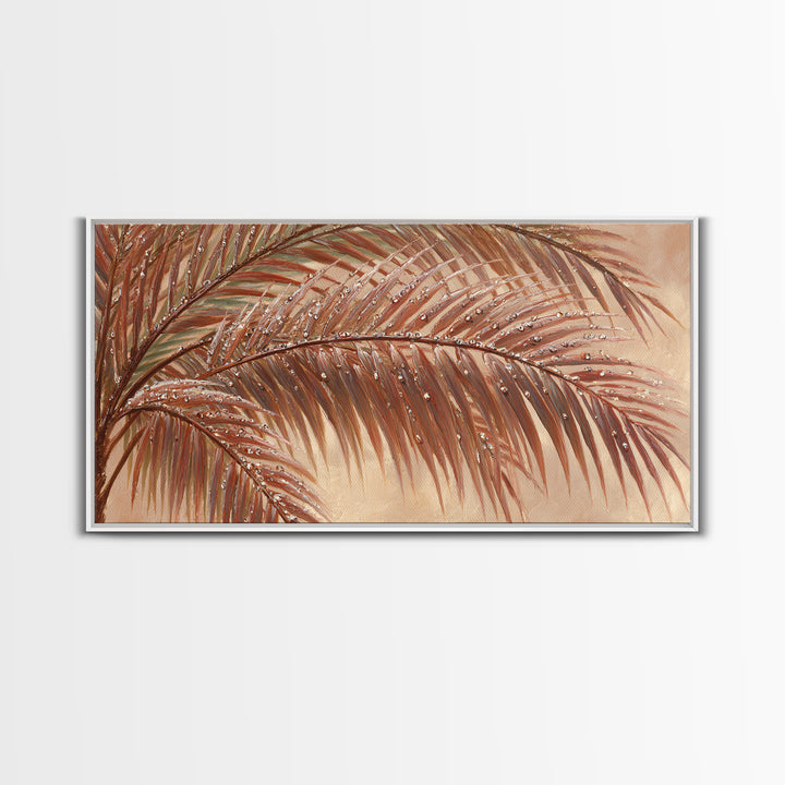 Rain Soaked Palm Leaf Closeup Canvas Print, Tropical Art, Art Print, Living Room Decor, Fine Art, Tropic, Abstract Painting, TRO-2x1-41