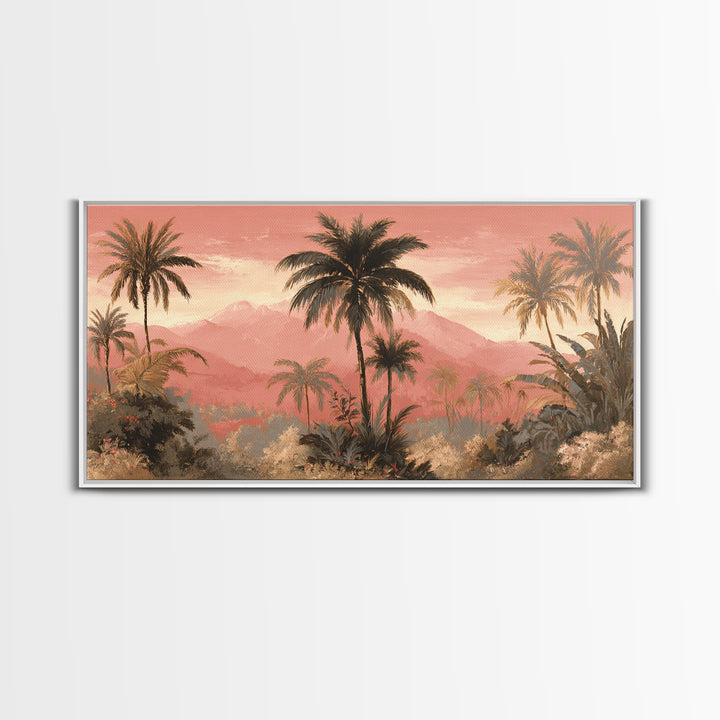 Palm Tree Silhouettes Canvas Print, Tropical Art, Digital Prints, Living Room Decor, Fine Art, Tropic 148, Set of Prints, TRO-2x1-48