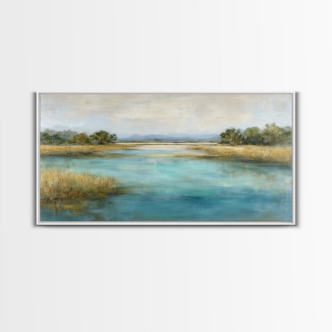 Tropical Lagoon with Turquoise Water Framed Canvas Print, Tropical Art, Room Decor, Living Room Decor, Fine Art, Tropic, TRO-2x1-75