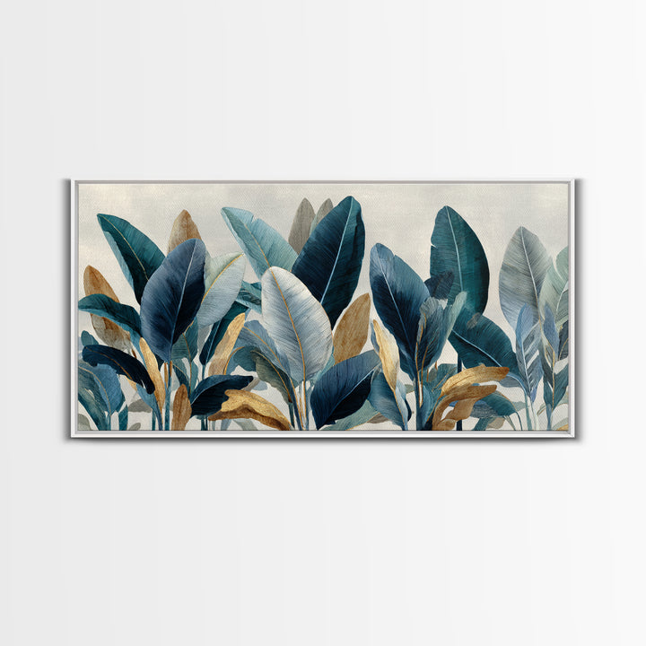 Banana Leaves Layered Canvas Print, Tropical Art, Watercolor Painting, Living Room Decor, Oil Painting, Tropic, TRO-2x1-77