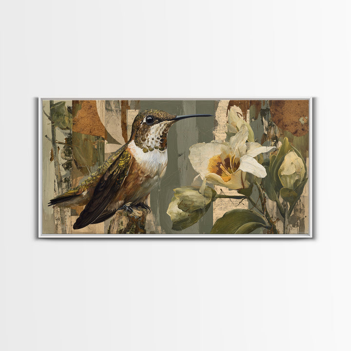 Orchid and Hummingbird Composition Canvas Print, Tropical Art, Digital Prints, Living Room Decor, Tropic 178, Set of Prints, TRO-2x1-78