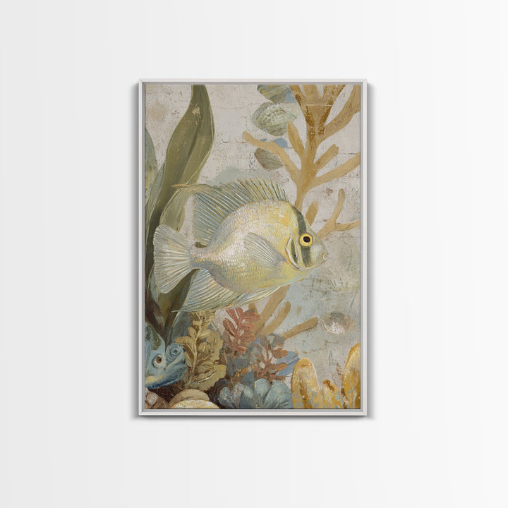 Tropical Fish over Coral Reef Framed Canvas Print, Tropical Art, Contemporary Art, Living Room Decor, Fine Art, Tropic, TRO-2x3-19
