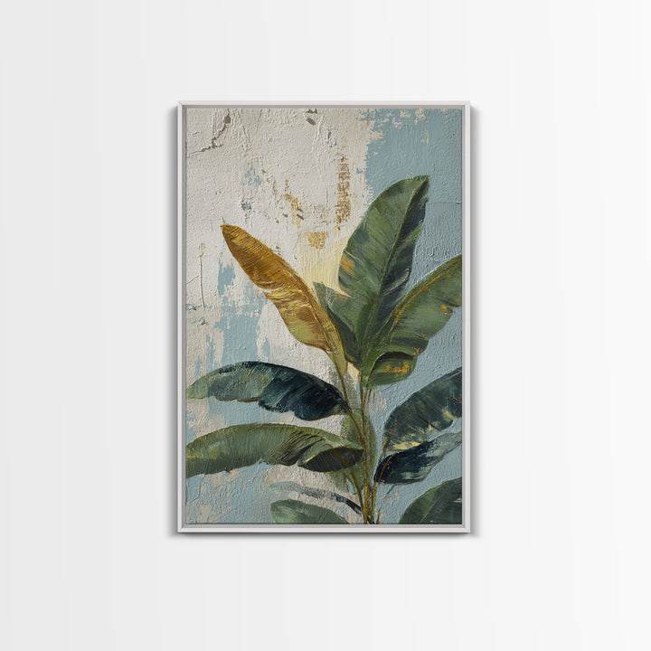Banana Leaves Layered Framed Canvas Print, Tropical Art, Printable Art, Living Room Decor, Abstract Art, Tropic, TRO-2x3-41