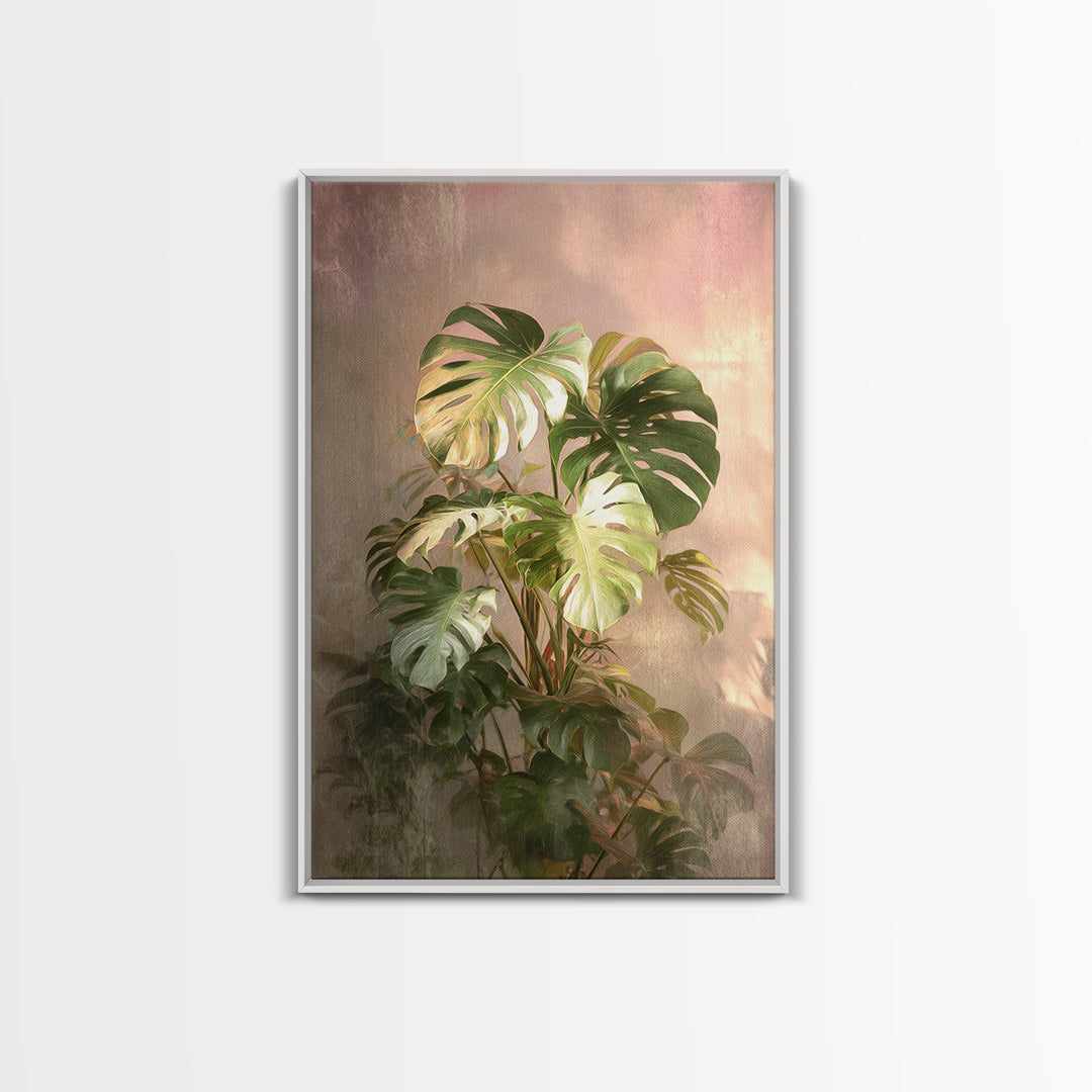 Lush Monstera Leaves Canvas Print, Tropical Art, Beach Decor, Living Room Decor, Oil Painting, Tropic, Fine Art Print, TRO-2x3-57