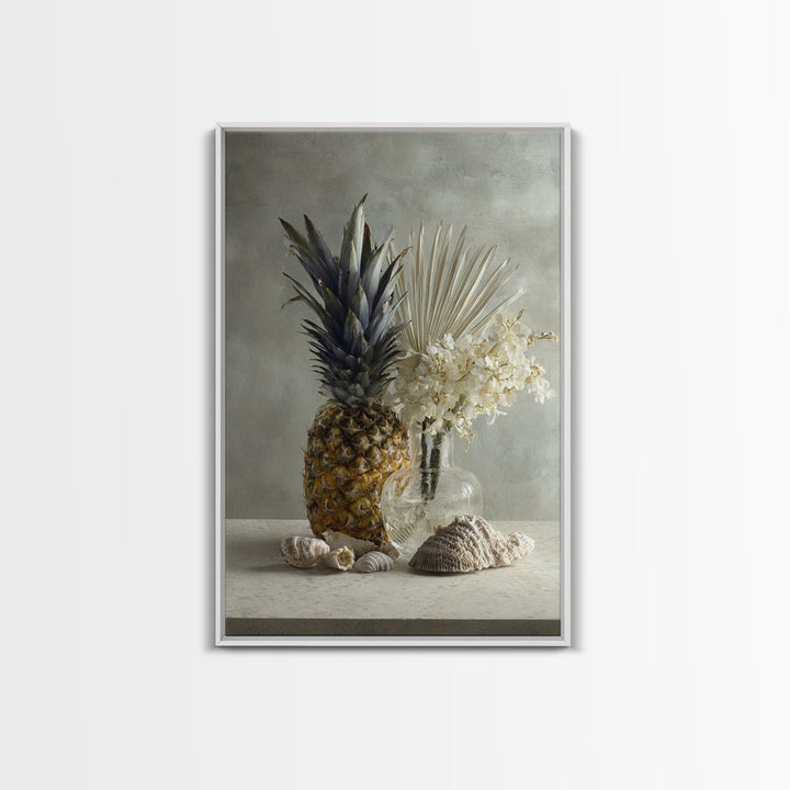 Pineapple and Palm Still Life Canvas Print, Tropical Art, Printable Art, Living Room Decor, Abstract Art, Tropic, TRO-2x3-62