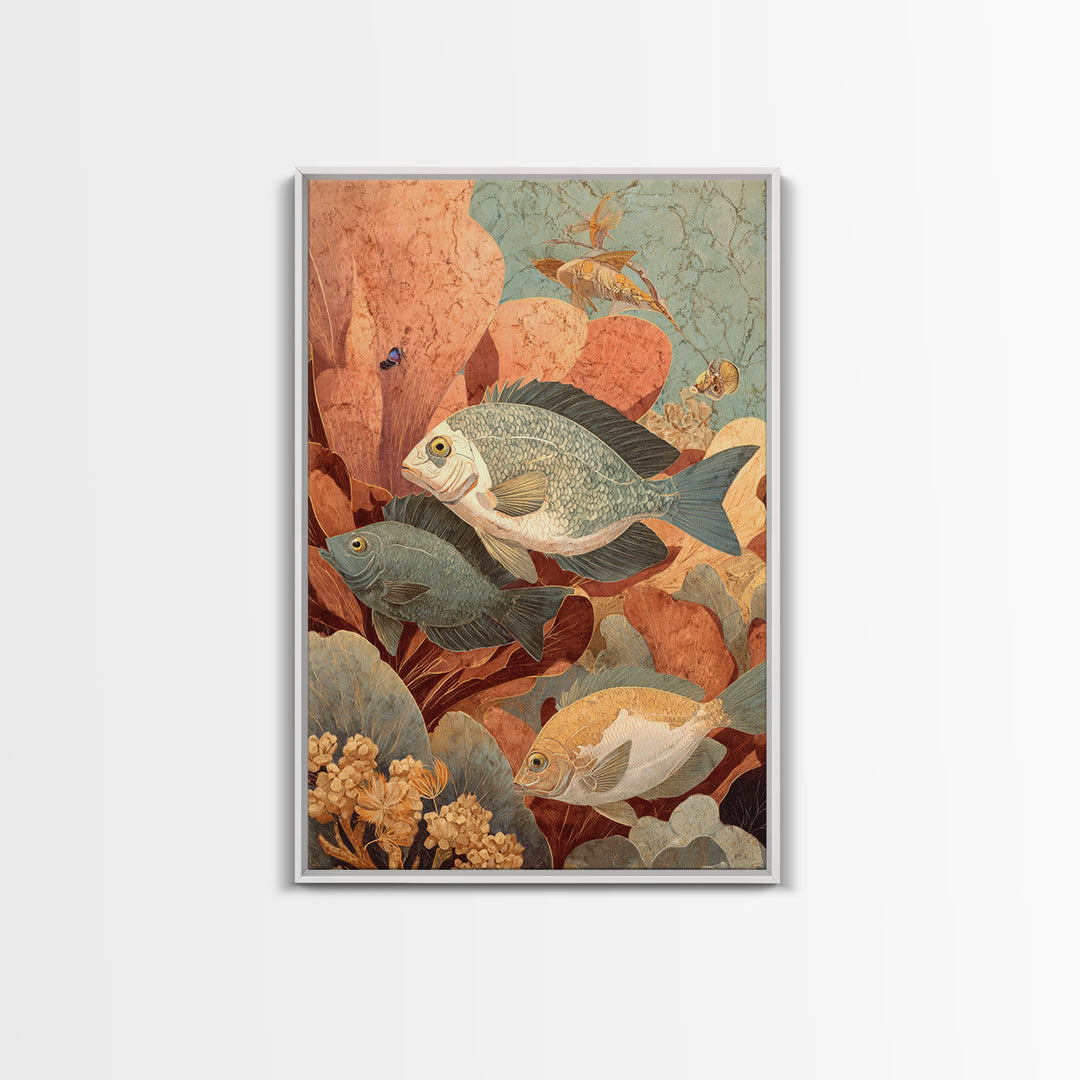 Tropical Fish over Coral Reef Canvas Print, Tropical Art, Set of 3 Prints, Living Room Decor, Fine Art, Tropic, Botanical Art, TRO-2x3-67