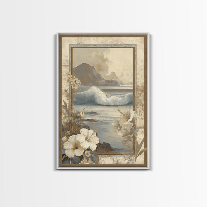 Sunset Surf Scene Framed Canvas Print, Tropical Art, Wall Art Prints, Living Room Decor, Fine Art, Tropic, Beach Wall Art, TRO-2x3-78