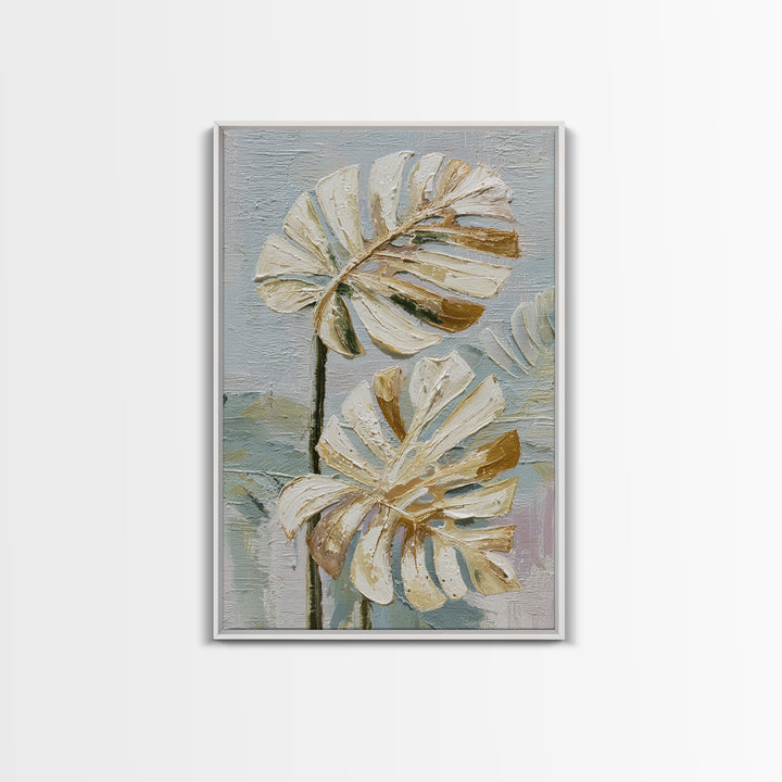 Lush Monstera Leaves Canvas Print, Tropical Art, Beach Decor, Living Room Decor, Oil Painting, Tropic, Fine Art Print, TRO-2x3-81