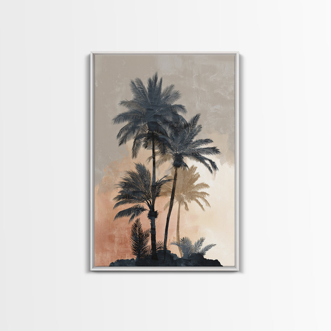 Palm Tree Silhouettes Framed Canvas Print, Tropical Art, Modern Decor, Living Room Decor, Fine Art, Tropic, Wall Decor, TRO-2x3-84