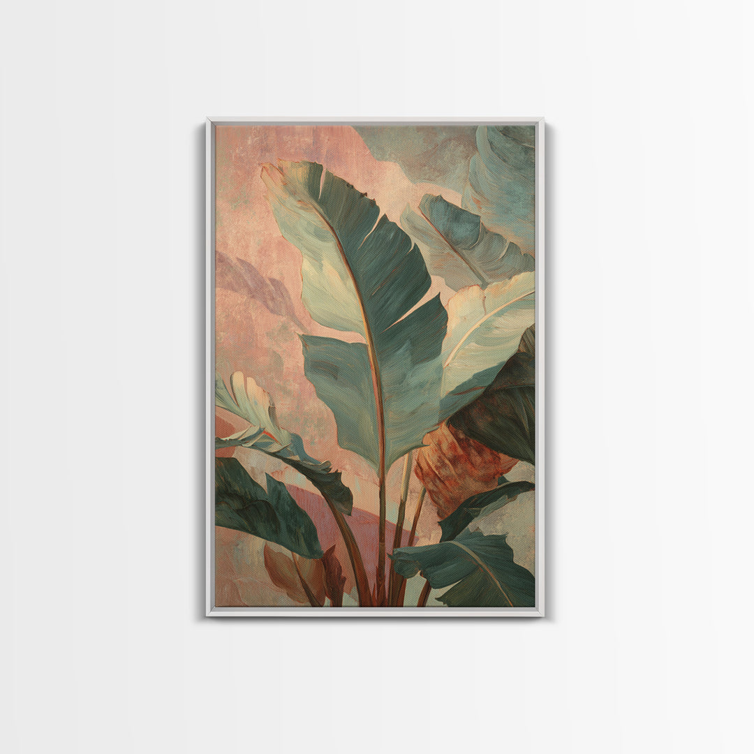 Banana Leaves Layered Framed Canvas Print, Tropical Art, Downloadable Prints, Living Room Decor, Watercolor Art, Tropic, TRO-2x3-89