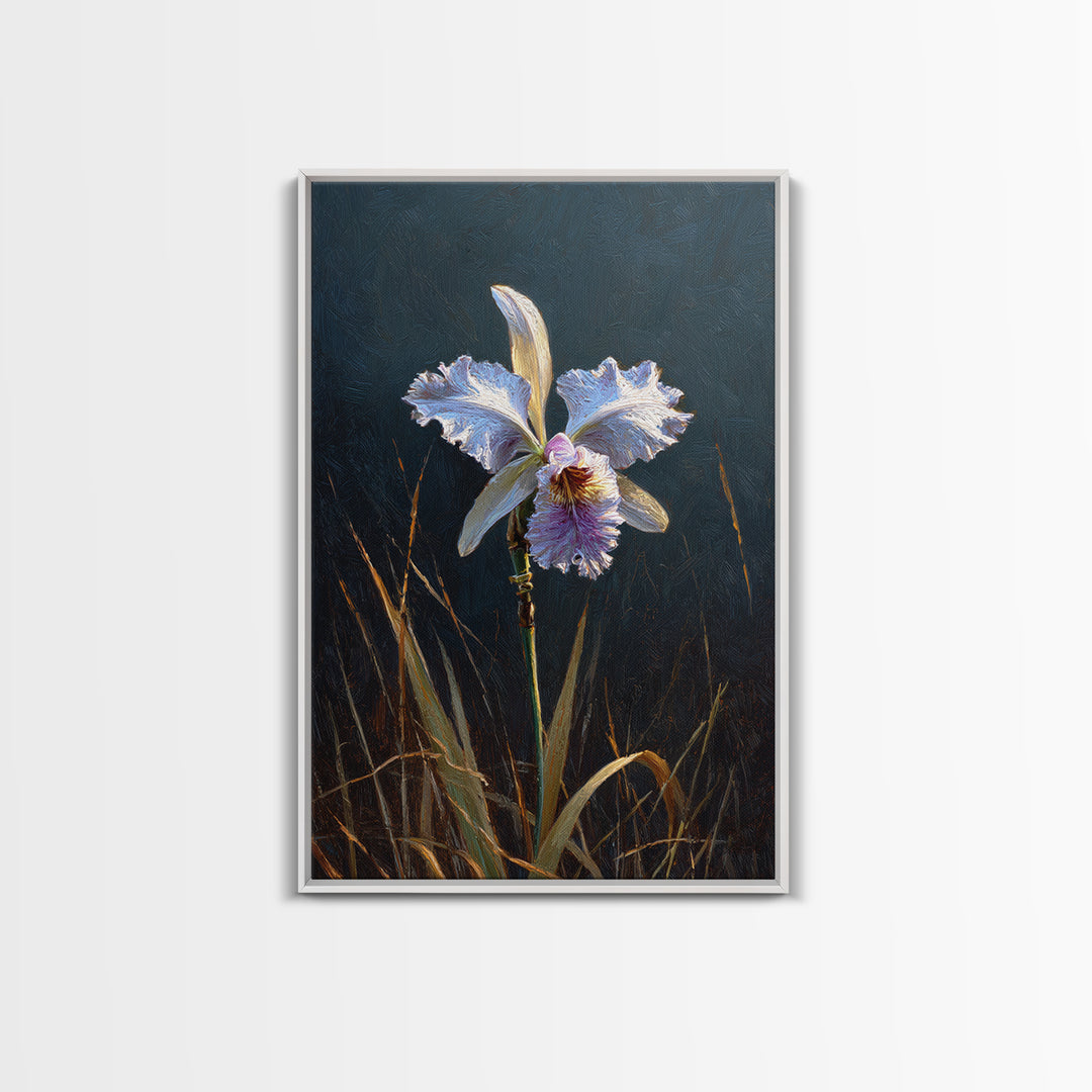 Orchid and Hummingbird Composition Framed Canvas Print, Tropical Art, Pink Wall Art, Living Room Decor, Fine Art, Tropic, TRO-2x3-90