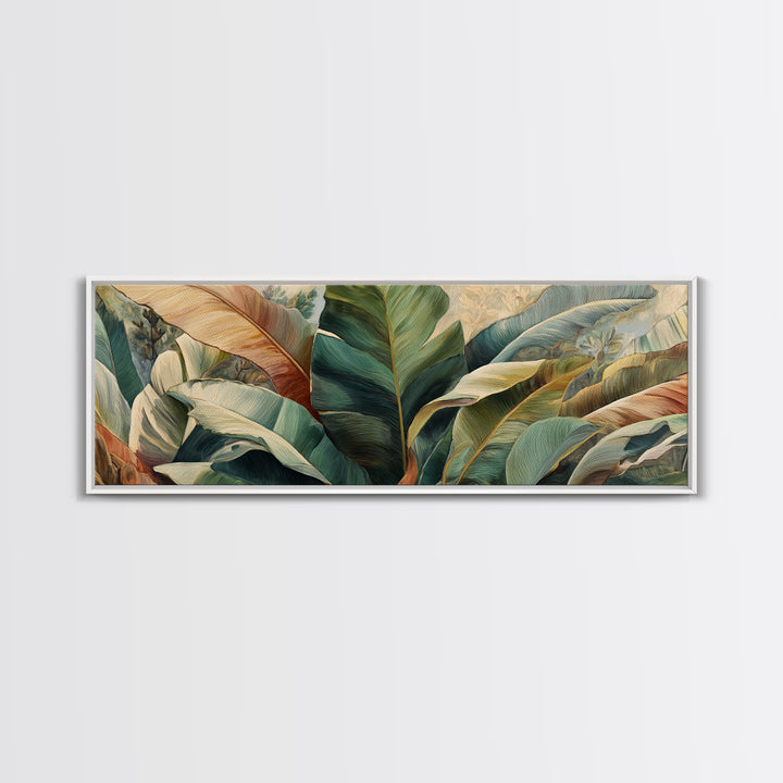 Banana Leaves Layered Framed Canvas Print, Tropical Art, Coastal Decor, Living Room Decor, Fine Art, Tropic, Modern Decor, TRO-3x1-1