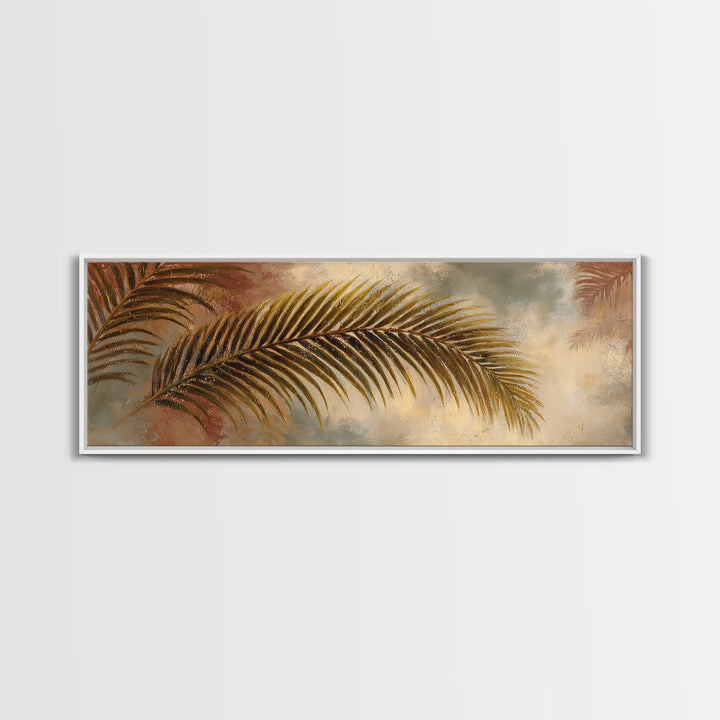 Rain Soaked Palm Leaf Closeup Canvas Print, Tropical Art, Coastal Wall Art, Living Room Decor, Oil Painting, Tropic, TRO-3x1-13