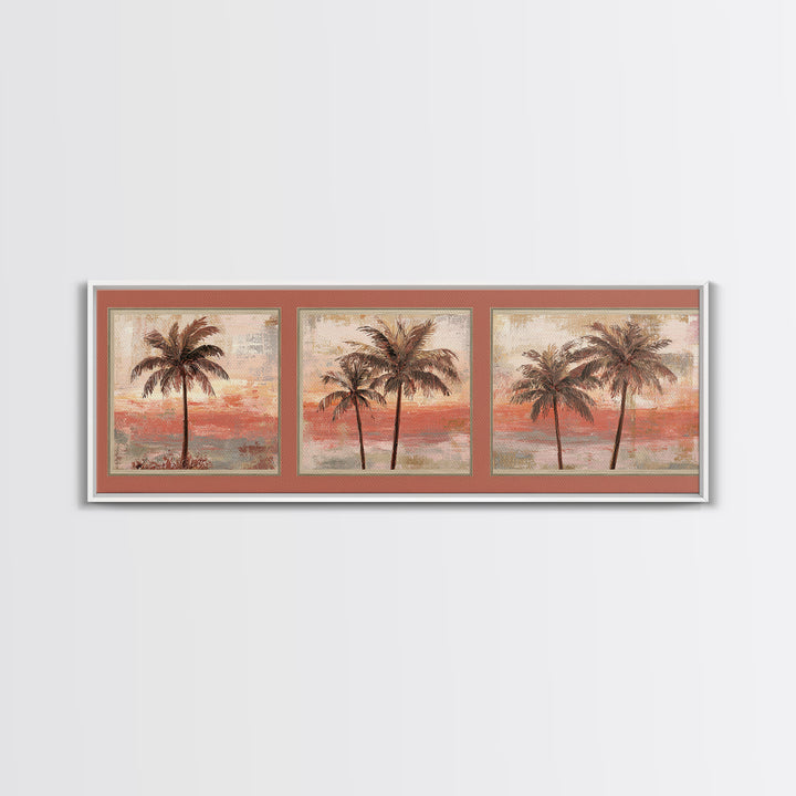 Palm Tree Silhouettes Canvas Print, Tropical Art, Gallery Wall Art, Living Room Decor, Fine Art, Tropic, Textured Painting, TRO-3x1-20