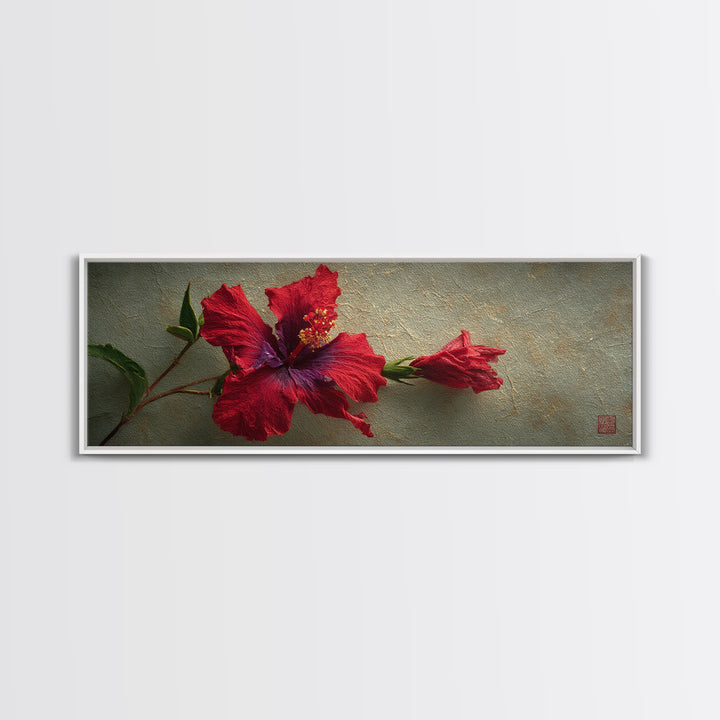 Hibiscus Flower Closeup Canvas Print, Tropical Art, Coastal Art, Living Room Decor, Fine Art, Tropic, Luxury Decor, TRO-3x1-21