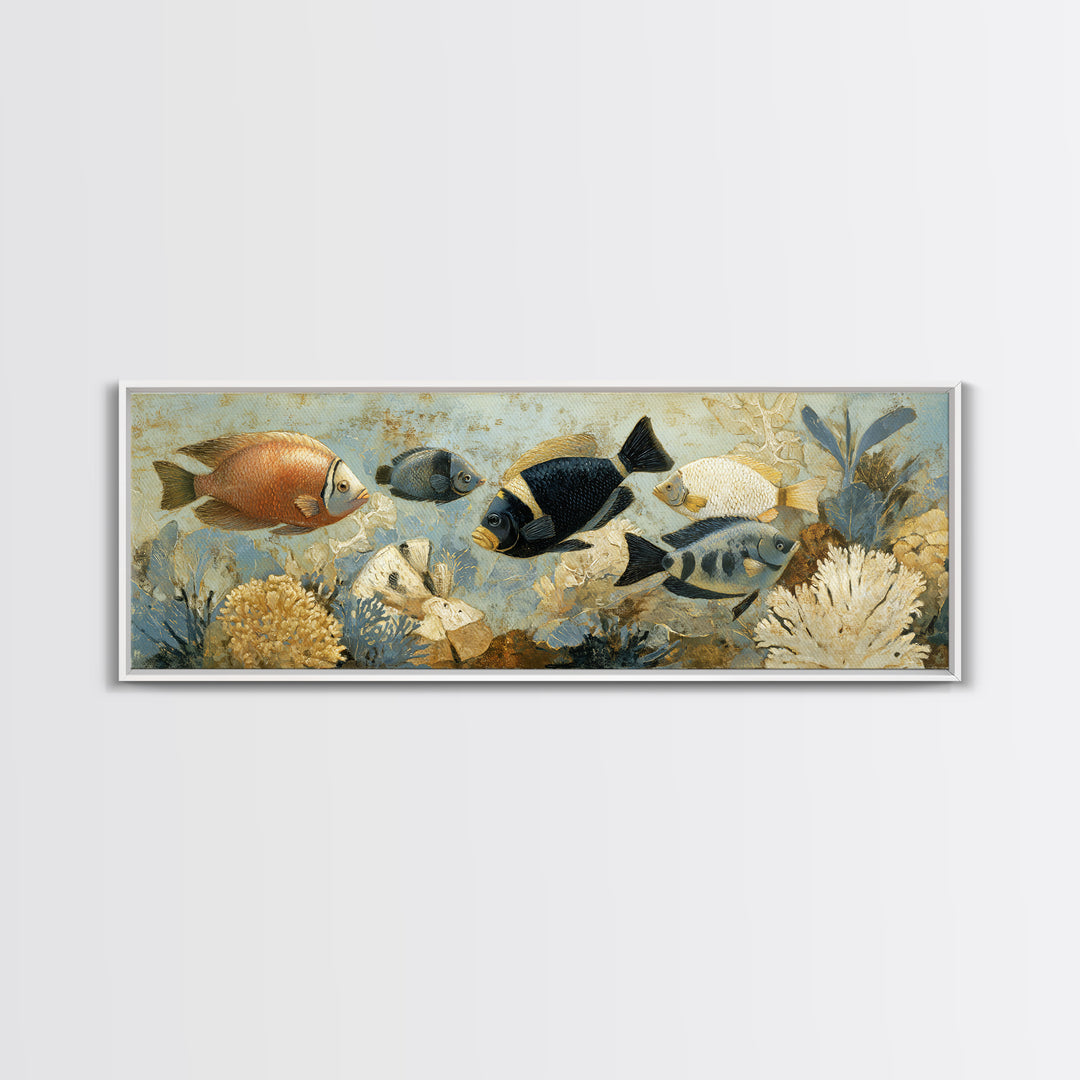 Tropical Fish over Coral Reef Canvas Print, Tropical Art, Fine Art Print, Living Room Decor, Fine Art, Tropic, Digital Prints, TRO-3x1-3