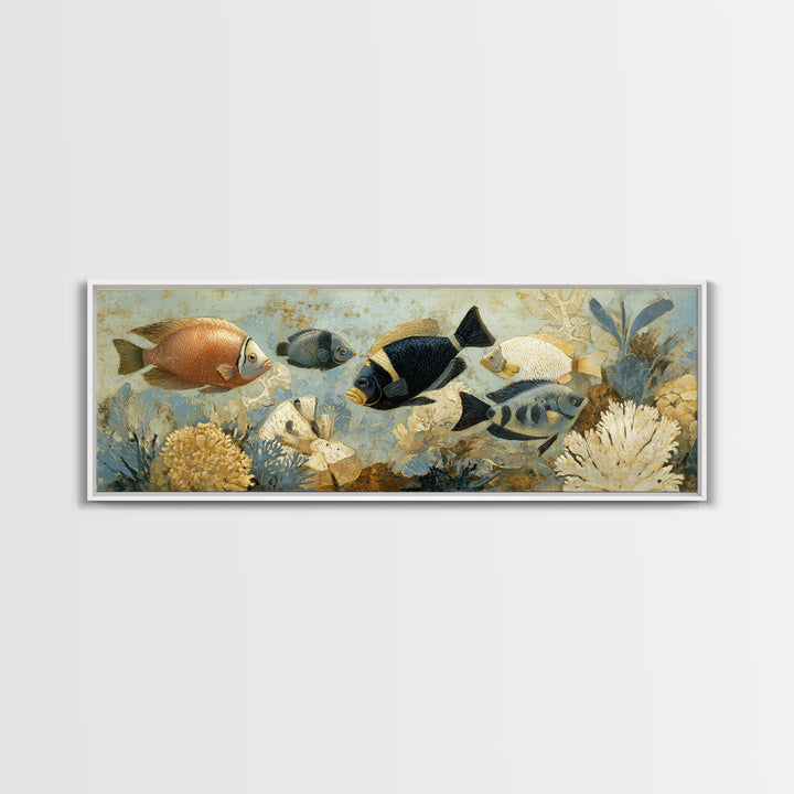 Tropical Fish over Coral Reef Canvas Print, Tropical Art, Fine Art Print, Living Room Decor, Fine Art, Tropic, Digital Prints, TRO-3x1-3