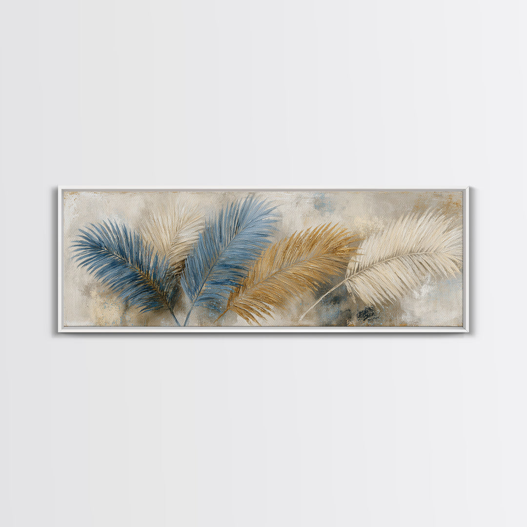 Rain Soaked Palm Leaf Closeup Framed Canvas Print, Tropical Art, Downloadable Prints, Living Room Decor, Watercolor Art, Tropic, TRO-3x1-37