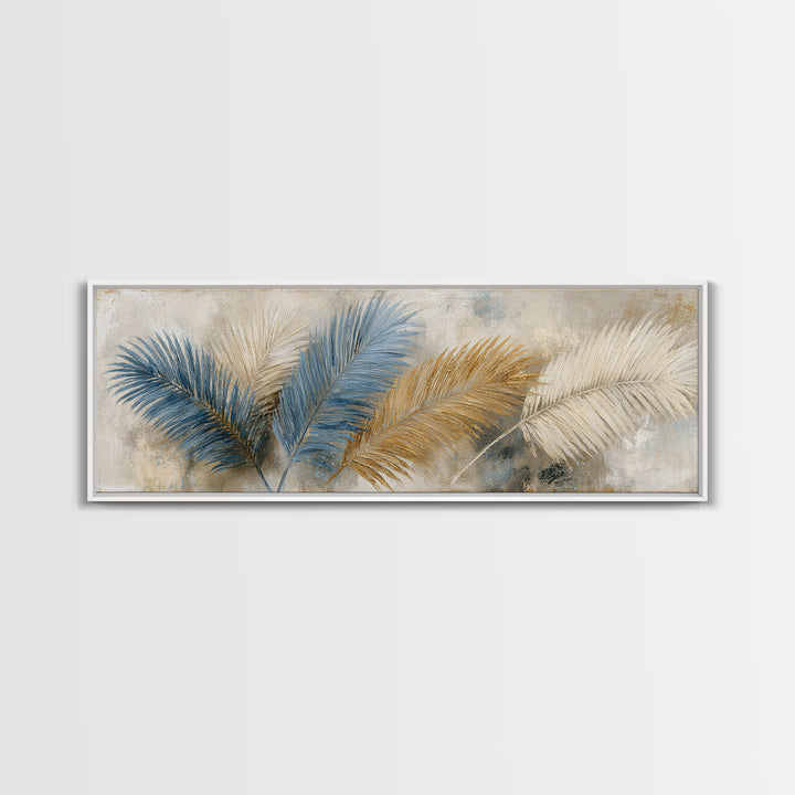 Rain Soaked Palm Leaf Closeup Framed Canvas Print, Tropical Art, Downloadable Prints, Living Room Decor, Watercolor Art, Tropic, TRO-3x1-37