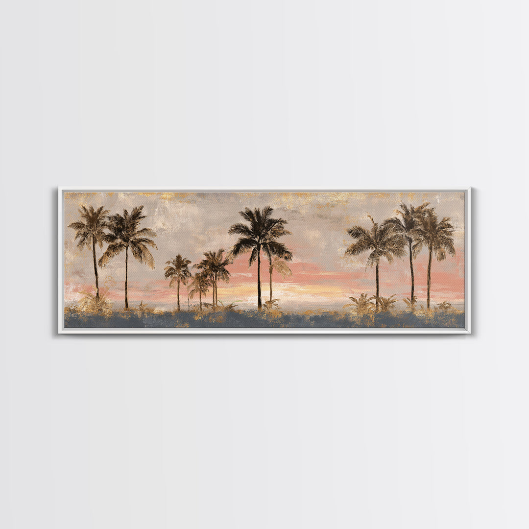 Palm Tree Silhouettes Framed Canvas Print, Tropical Art, Modern Decor, Living Room Decor, Fine Art, Tropic, Wall Decor, TRO-3x1-44