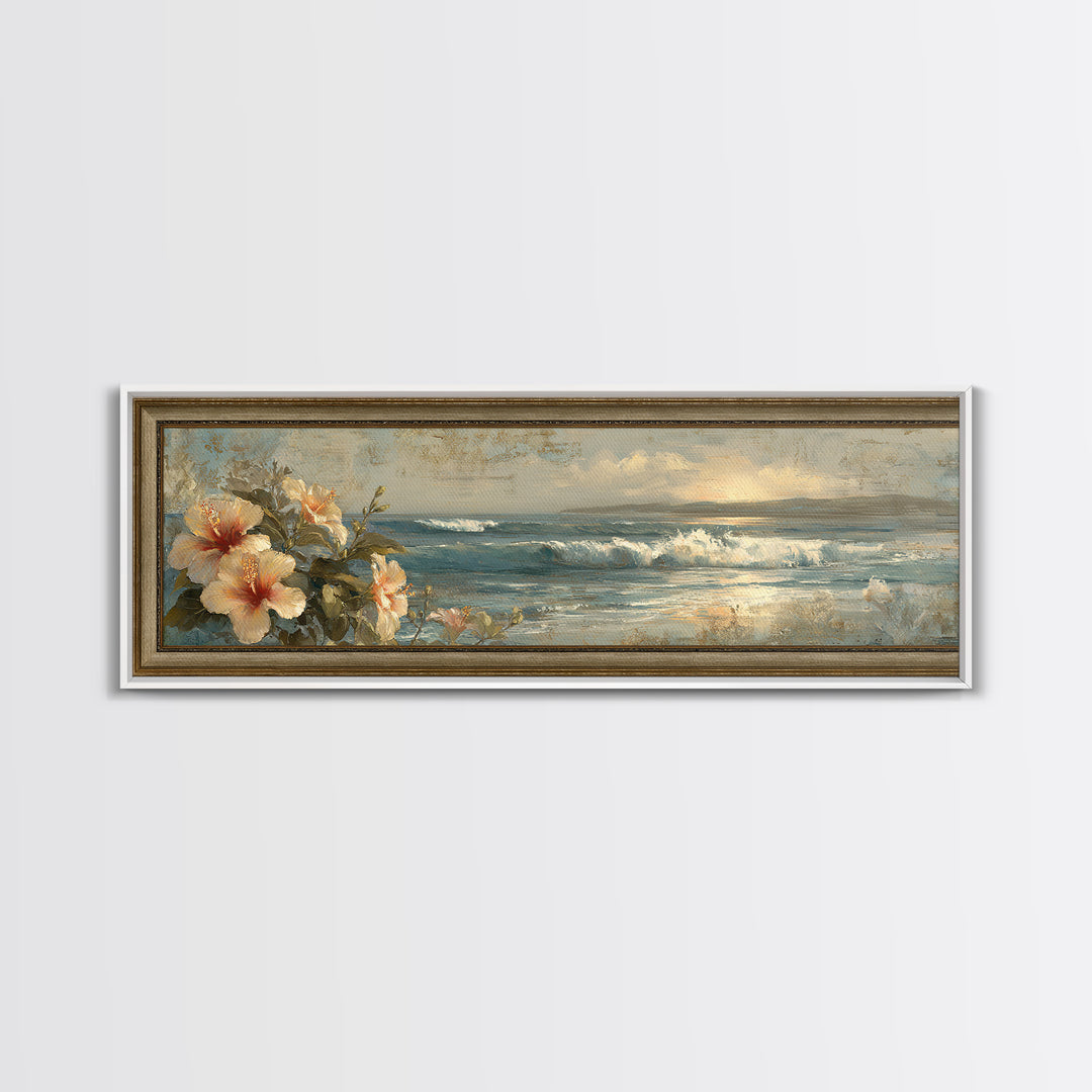 Sunset Surf Scene Canvas Print, Tropical Art, Boho Decor, Living Room Decor, Oil Painting, Tropic, Art Print, Digital Art, TRO-3x1-62