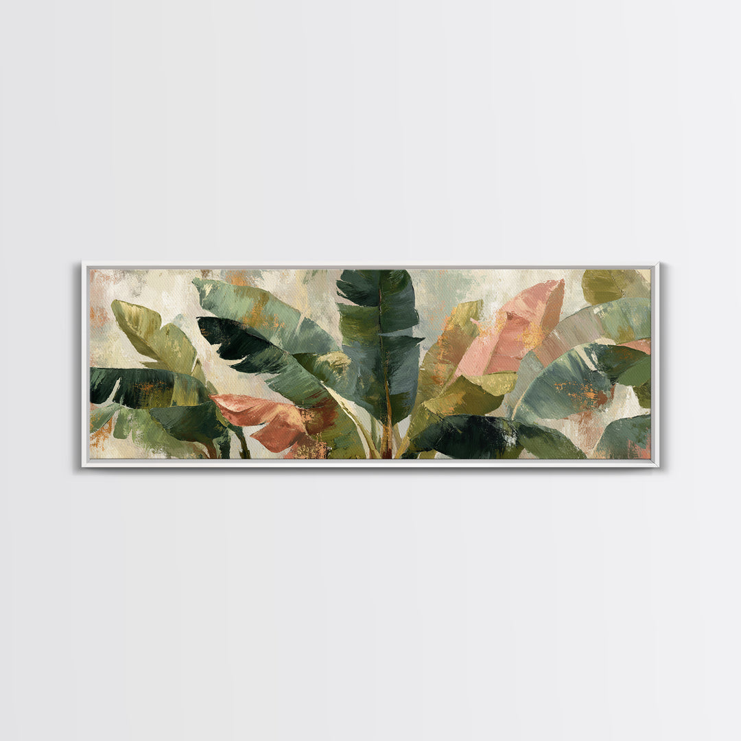 Banana Leaves Layered Framed Canvas Print, Tropical Art, Neutral Decor, Living Room Decor, Fine Art, Tropic, Home Decor, TRO-3x1-73