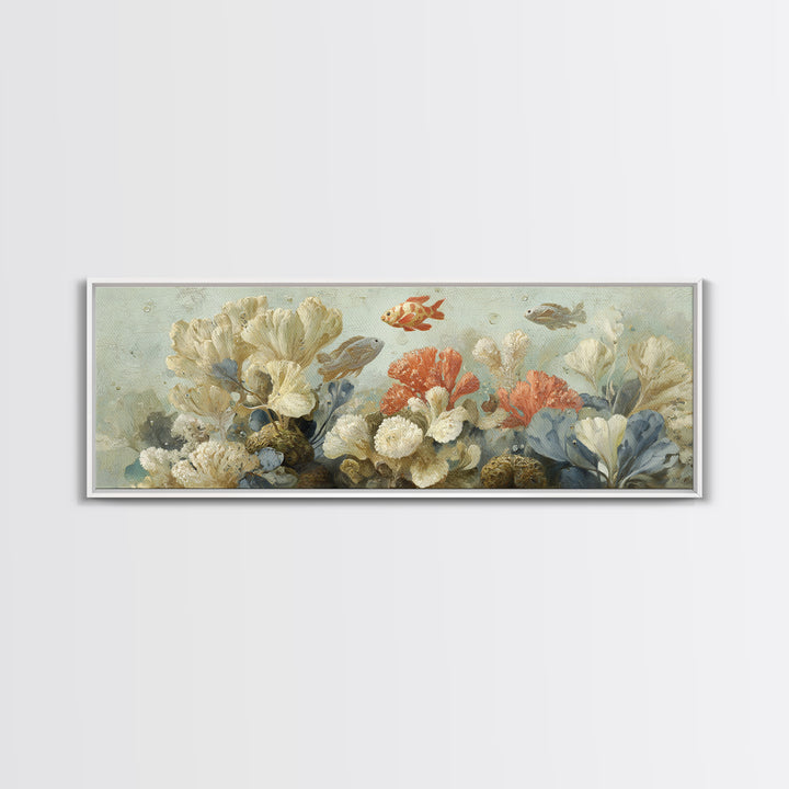 Tropical Fish over Coral Reef Canvas Print, Tropical Art, Oversized Wall Art, Living Room Decor, Fine Art, Tropic, Beach Print, TRO-3x1-75