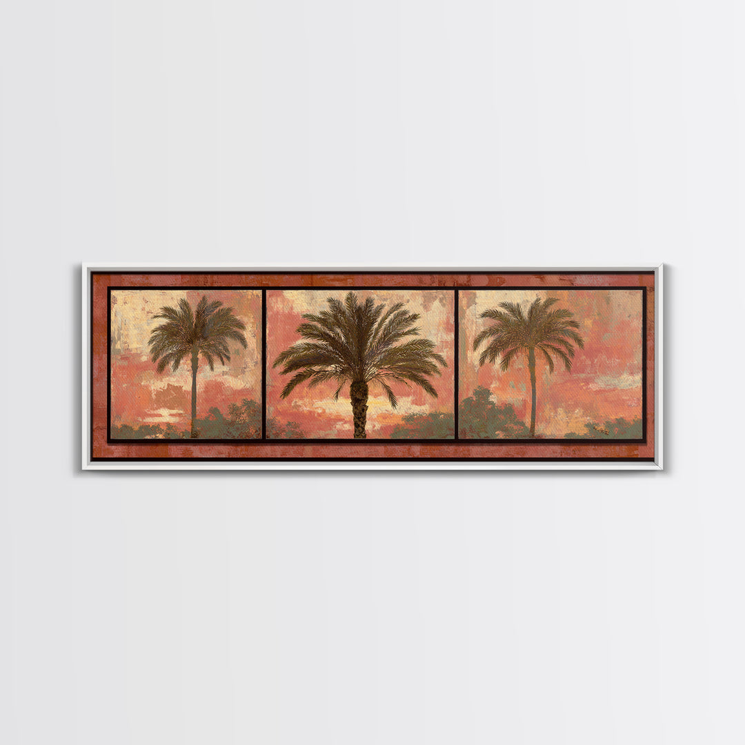 Palm Tree Silhouettes Canvas Print, Tropical Art, Digital Art, Living Room Decor, Oil Painting, Tropic, Watercolor Art, TRO-3x1-92