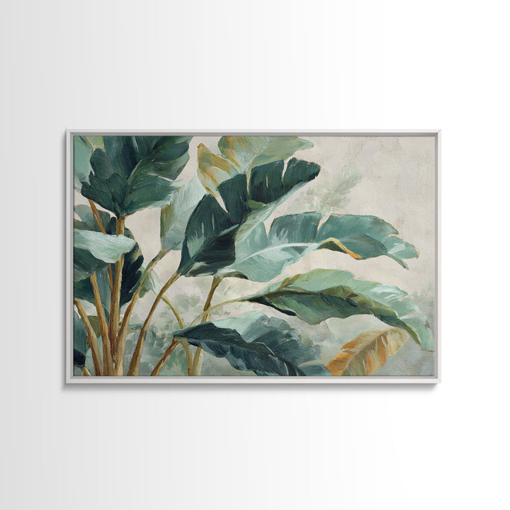 Banana Leaves Layered Framed Canvas Print, Tropical Art, Downloadable Prints, Living Room Decor, Watercolor Art, Tropic, TRO-3x2-13