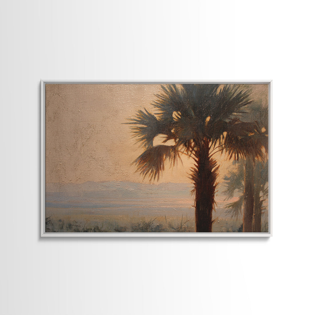 Palm Tree Silhouettes Canvas Print, Tropical Art, Gallery Wall Art, Living Room Decor, Fine Art, Tropic, Textured Painting, TRO-3x2-32