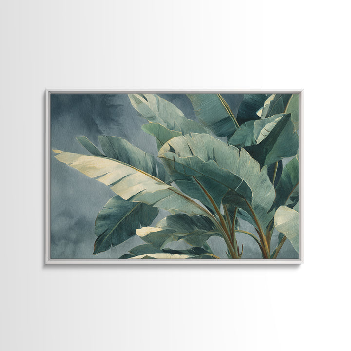 Banana Leaves Layered Canvas Print, Tropical Art, Botanical Art, Living Room Decor, Oil Painting, Tropic, Minimalist Decor, TRO-3x2-37