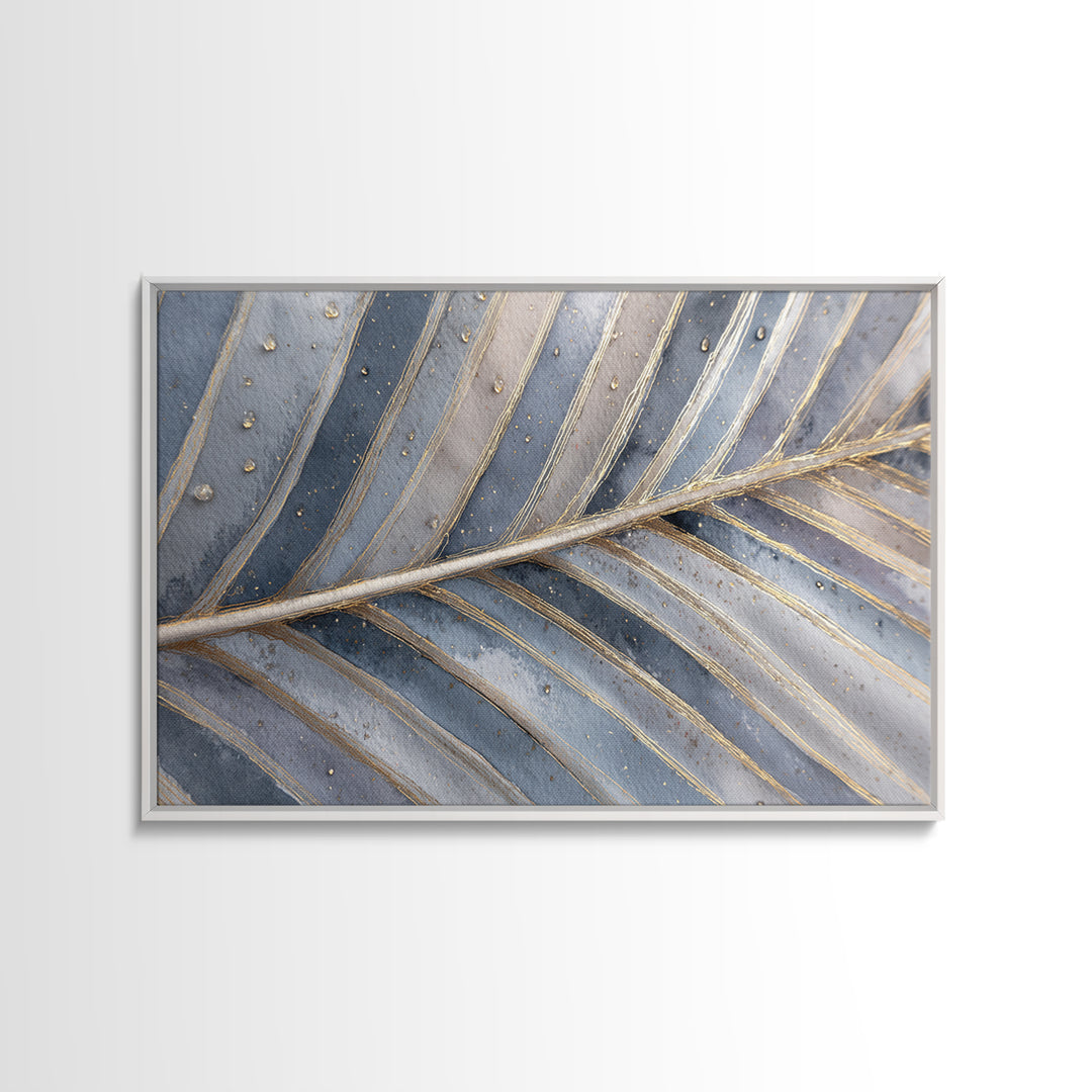 Rain Soaked Palm Leaf Closeup Canvas Print, Tropical Art, Neutral Decor, Living Room Decor, Oil Painting, Tropic, Home Decor, TRO-3x2-49