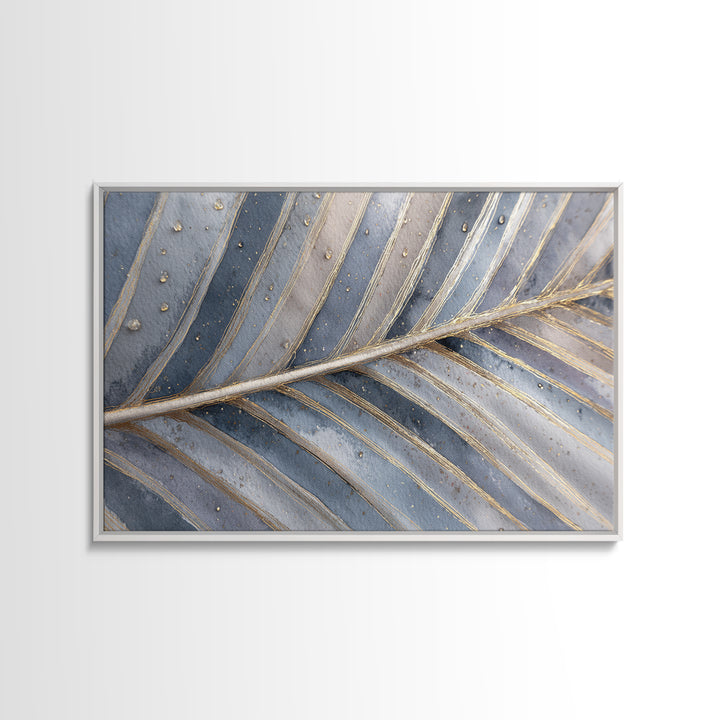 Rain Soaked Palm Leaf Closeup Canvas Print, Tropical Art, Neutral Decor, Living Room Decor, Oil Painting, Tropic, Home Decor, TRO-3x2-49
