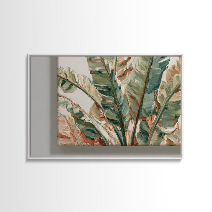 Banana Leaves Layered Canvas Print, Tropical Art, Botanical Art, Living Room Decor, Oil Painting, Tropic, Minimalist Decor, TRO-3x2-61