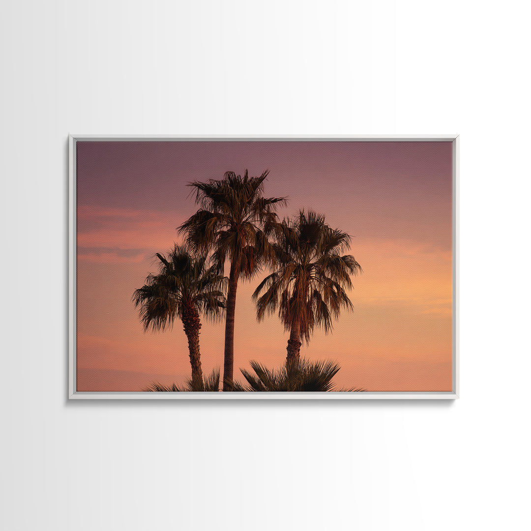 Palm Tree Silhouettes Framed Canvas Print, Tropical Art, Beach Decor, Living Room Decor, Oil Painting, Tropic, Fine Art Print, TRO-3x2-8