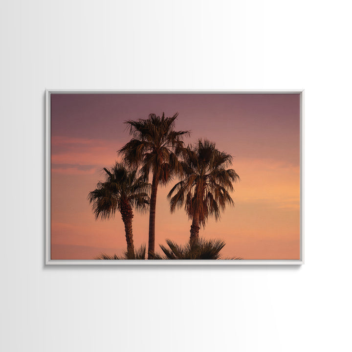 Palm Tree Silhouettes Framed Canvas Print, Tropical Art, Beach Decor, Living Room Decor, Oil Painting, Tropic, Fine Art Print, TRO-3x2-8